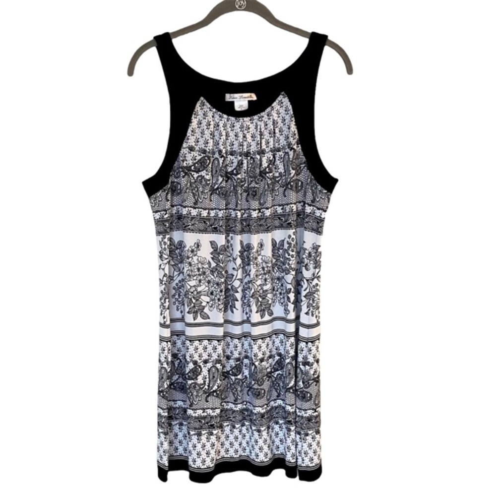 LINEA DONATELLA Dress Sleeveless Summer Floral Black White Women Size M